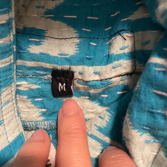 Turquoise and White Patterned Ikat Vest - NWT - Picture 9 of 10